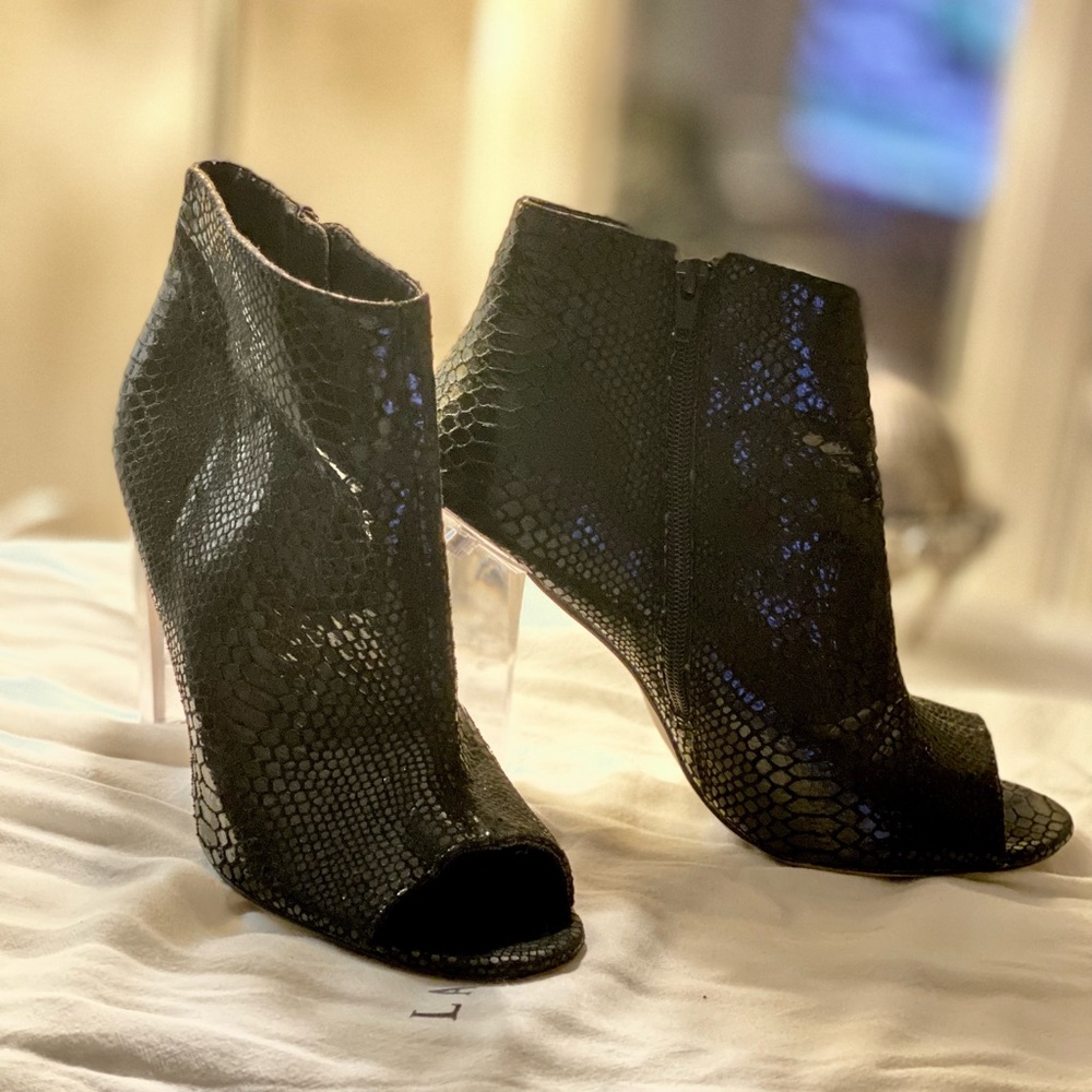 Black Clear Acrylic Heeled Boots